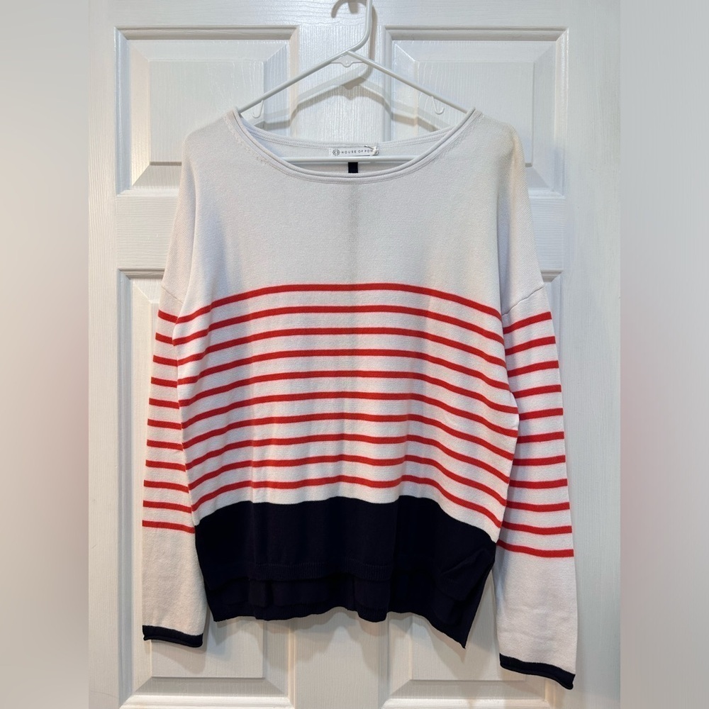 NWT House Of Pom Nautical Sweater Size XS Oversized Coastal Vacation‎ Lighthouse